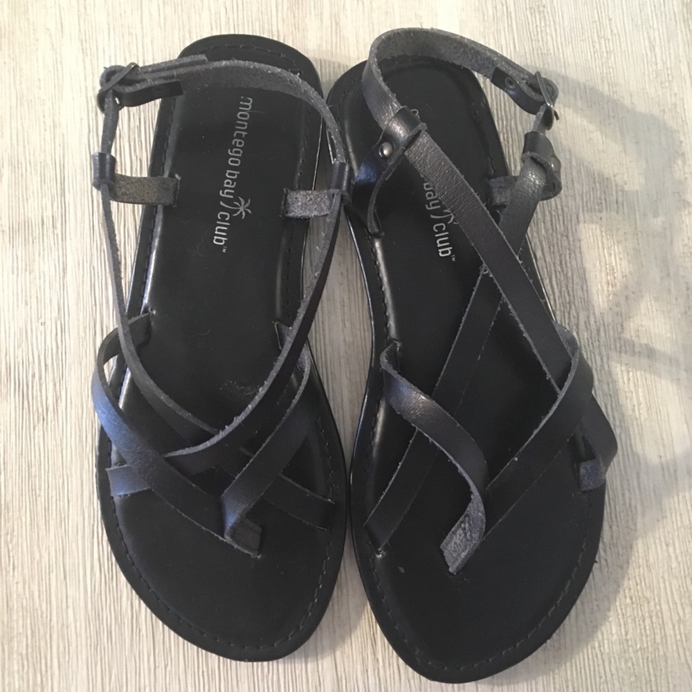 Black PayLess brand gladiator sandals